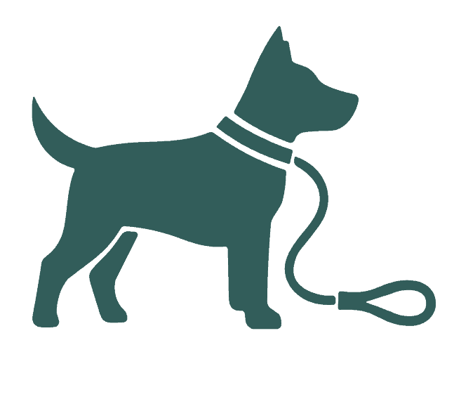 Dog silhouette with lead on